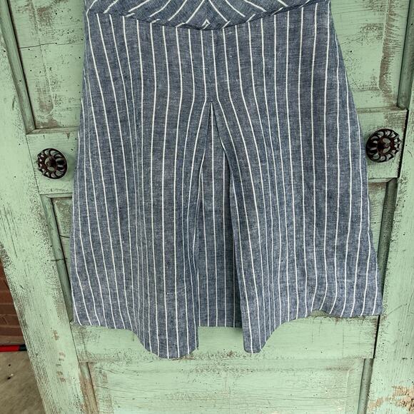 J Crew 100% Linen Sleeveless Pleated Mini‎ Dress Size 4 Lined Blue Summer - Picture 5 of 11